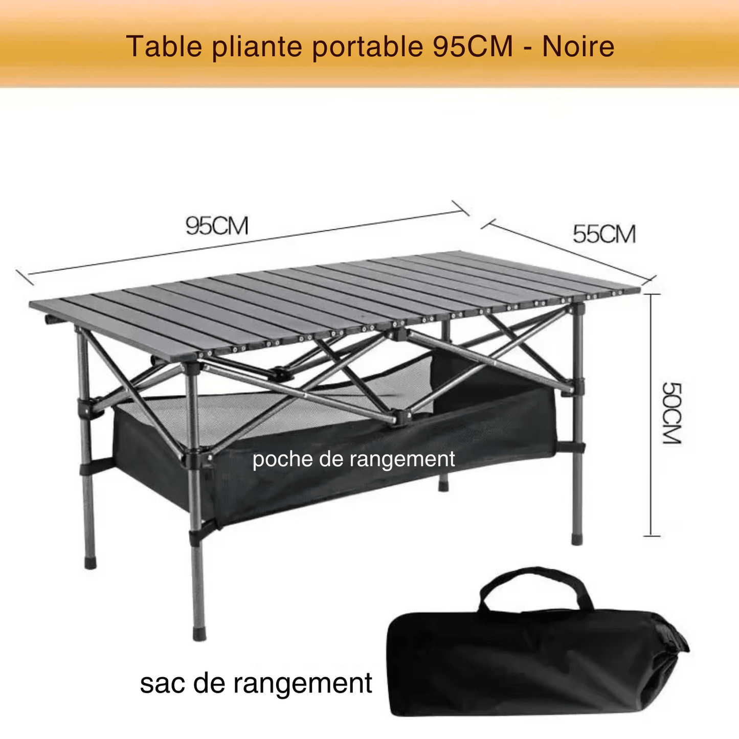 Table Pliante Camping - CampFlex™ - Noir - Explora Camping