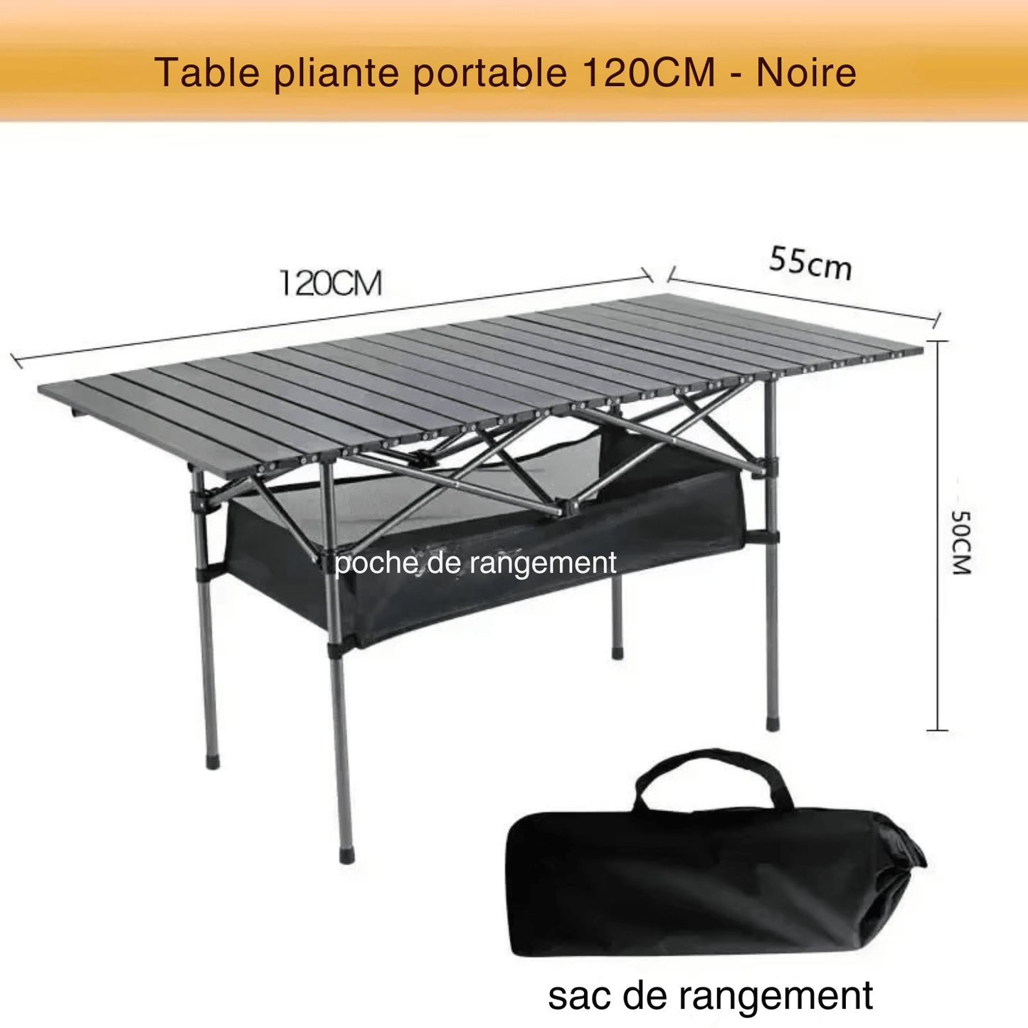 Table Pliante Camping - CampFlex™ - Noir - Explora Camping