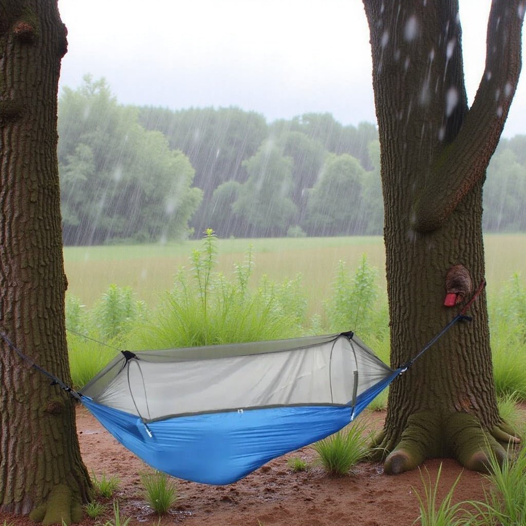 hamac camping netguardhammock bleu pluie