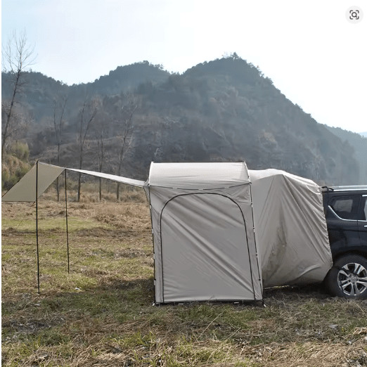 tente pour voiture campup kaki attache voiture noire cote